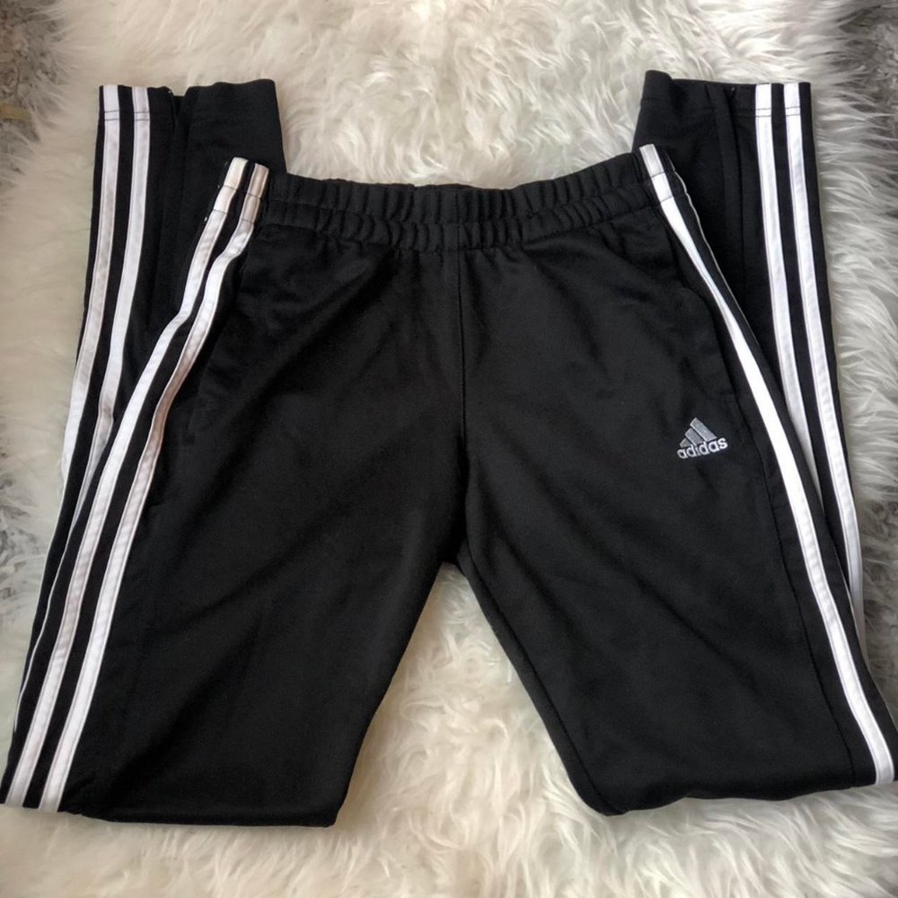 adidas Black Track Pants with White Stripes